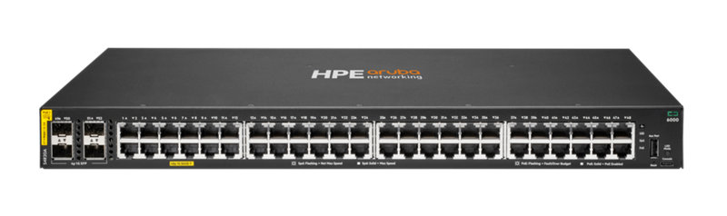 HPE Aruba Networking CX 6000 48p 10M/100M/1G Class4 PoE 4p SFP 1G 740W TAA Switch