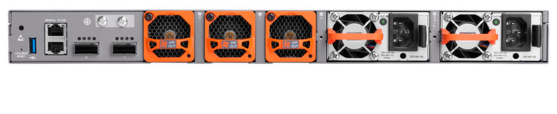 HPE Networking EX5200 48x100M/1G/2.5G/5G/10G MACsec AES-256 CL8 2x100G AFO 3xFan AC Campus Switch Rear facing