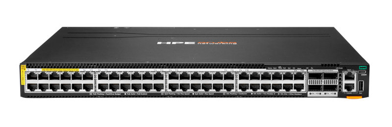 HPE Networking CX6300M 48p Smart Rate 10G PTP/AVB Class8 PoE 4320W 4p QSFP28 100G MACsec Sw Center facing