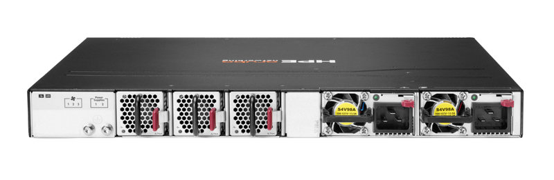 HPE Networking CX6300M 48p Smart Rate 10G PTP/AVB Class8 PoE 4320W 4p QSFP28 100G MACsec Sw Rear facing