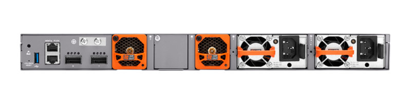 HPE Networking EX5200 48x100M/1G/2.5G/5G/10G MACsec AES-256 2x100G AFO 2xFan AC Campus Access Switch Rear facing