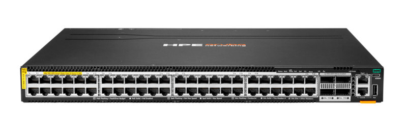 HPE Networking CX6300M 24p 1G Class8 PoE 2p SFP56 50G 2p SFP28 25G MACsec Switch Center facing
