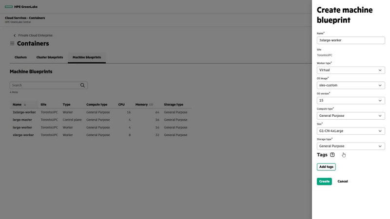 Create Kubernetes cluster blueprints with HPE GreenLake for Private ...