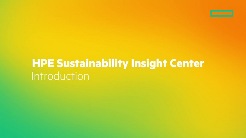 HPE Sustainability Insight Center Introduction | HPE
